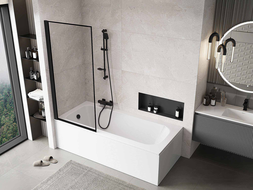 Mexen Mist sprchový zástěna 1-křídlovy levý 80 x 150 cm, černý rám, černý - 8A9-080-001-70-70-L