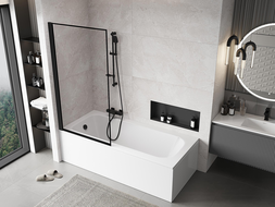 Mexen Mist vanová zástěna 1-křídlová levá 90 x 150 cm, černý rám, černá - 8A9-090-001-70-70-L