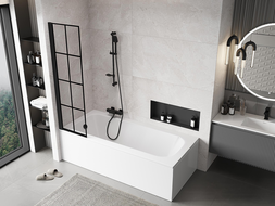 Mexen Mist sprchový panel 1-křídlové levé 50 x 150 cm, černá mřížka, černá - 8A9-050-001-70-77-L