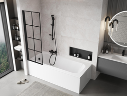 Mexen Mist vana ochranná zástěna - 1-křídlová, levá 60 x 150 cm, černá mřížka, černý - 8A9-060-001-70-77-L