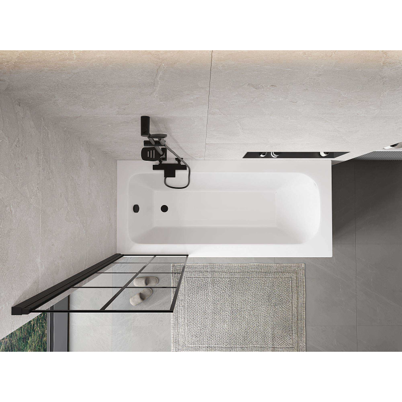 Mexen Mist vana ochranná zástěna - 1-křídlová, levá 60 x 150 cm, černá mřížka, černý - 8A9-060-001-70-77-L