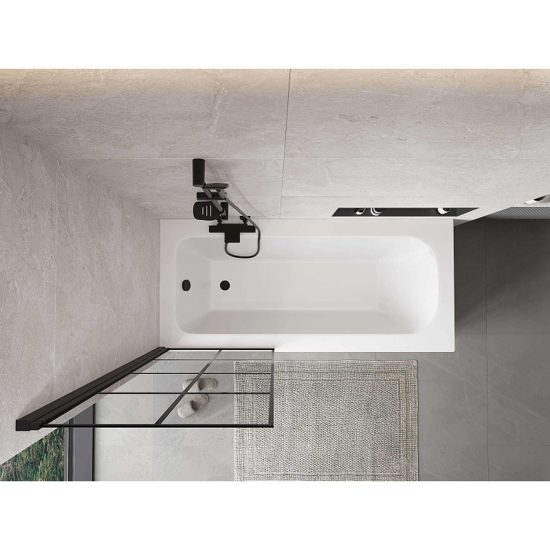 Mexen Mist vanová zástěna, 1dílná, levá, 70 x 150 cm, černá mřížka, černý - 8A9-070-001-70-77-L