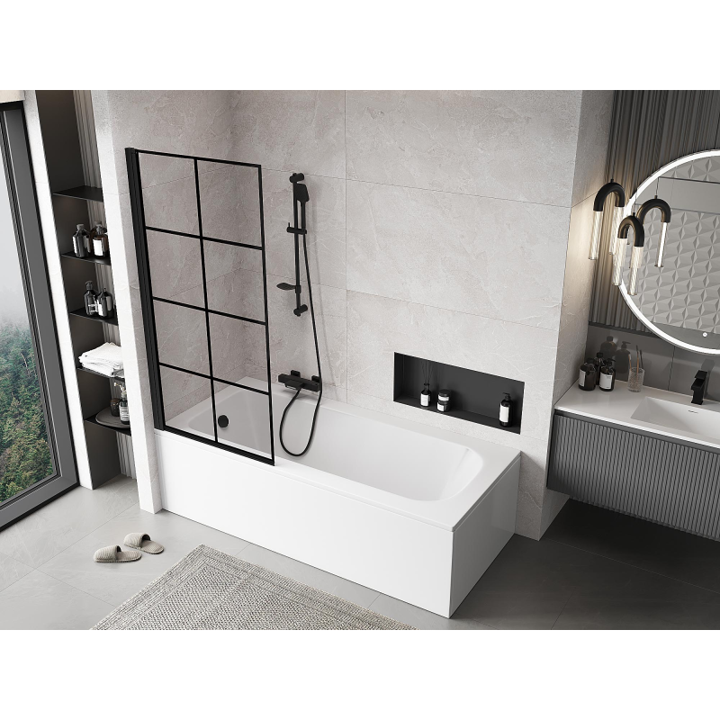 Mexen Mist sprchová zástěna 1-křídlová levá 80 x 150 cm, černá mřížka, černá - 8A9-080-001-70-77-L