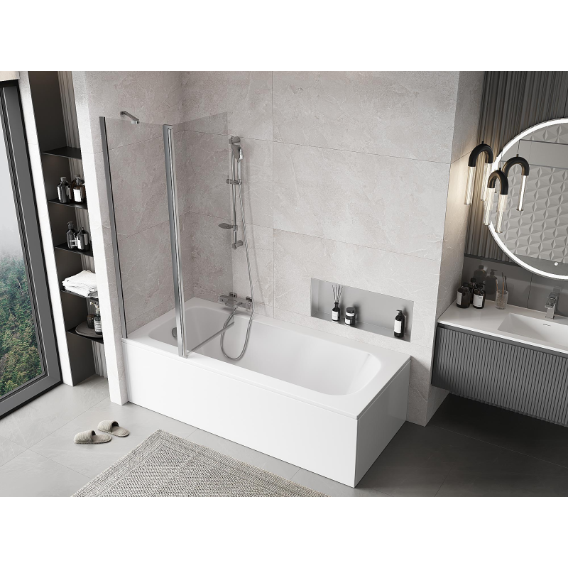 Mexen Mist vanová zástěna 2-křídlá 110 x 150 cm, transparentní, chrom - 8A9-110-011-01-00