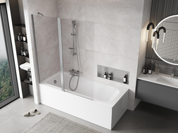 Mexen Mist vanová přepážka 2-křídlá 140 x 150 cm, transparentní, chrom - 8A9-140-011-01-00