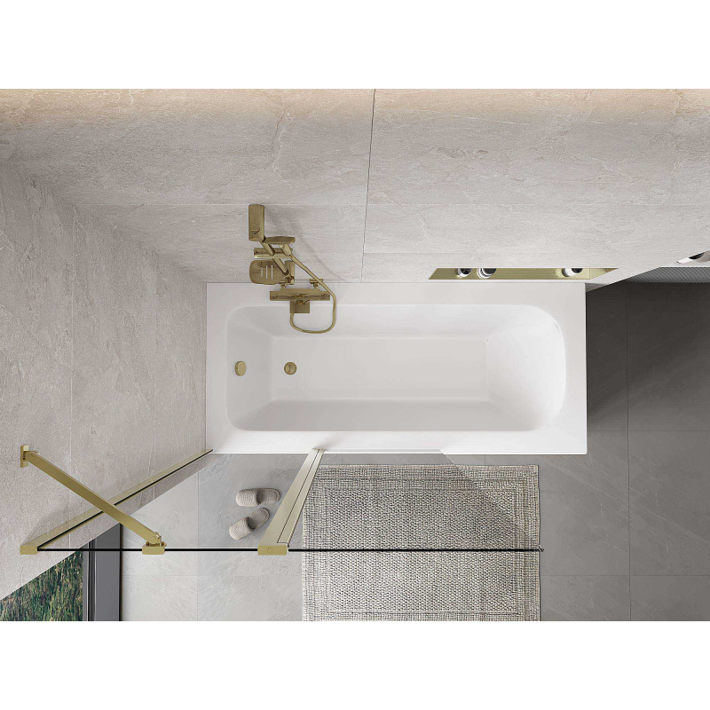 Mexen Mist paravan na vanu 2-křídlý 110 x 150 cm, transparentní, zlatý - 8A9-110-011-50-00