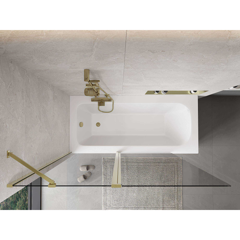 Mexen Mist sprchová zástěna 2-křídlová 140 x 150 cm, transparentní, zlatá - 8A9-140-011-50-00