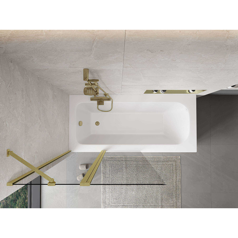 Mexen Mist vanová zástěna 2-křídlá 100 x 150 cm, transparentní, zlatý kartáčovaný - 8A9-100-011-55-00