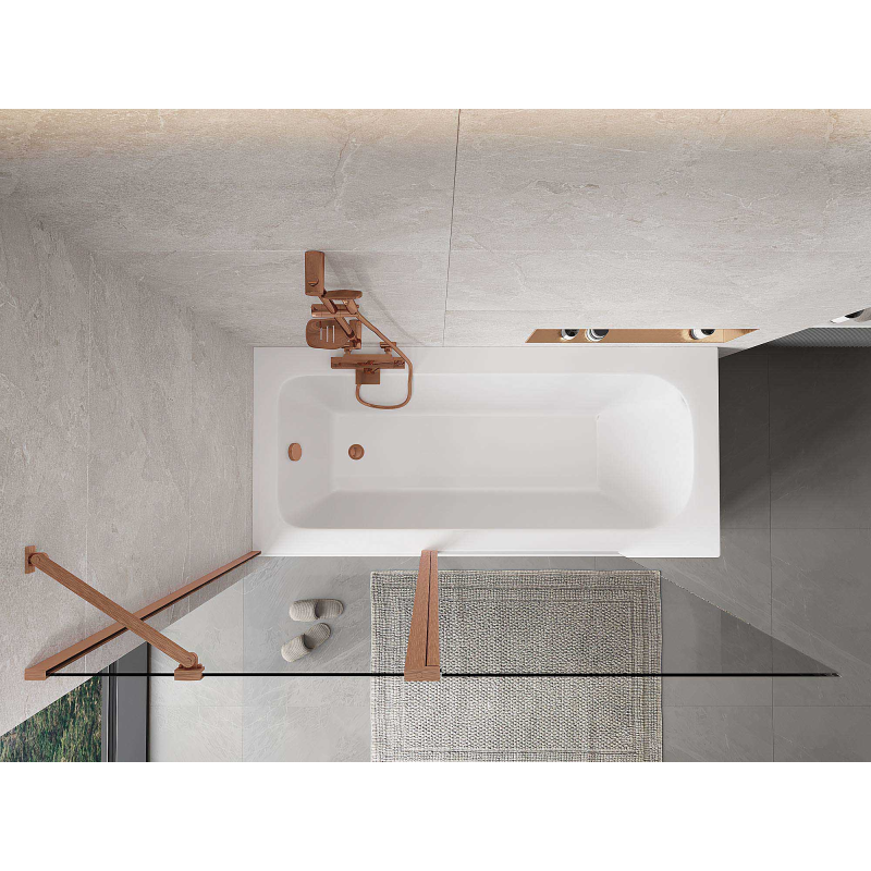 Mexen Mist sprchová zástěna 2-křídlová 140 x 150 cm, transparentní, kartáčovaná měď - 8A9-140-011-65-00