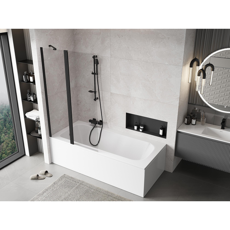 Mexen Mist sprchová zástěna 2-křídlová 100 x 150 cm, průhledná, černá - 8A9-100-011-70-00