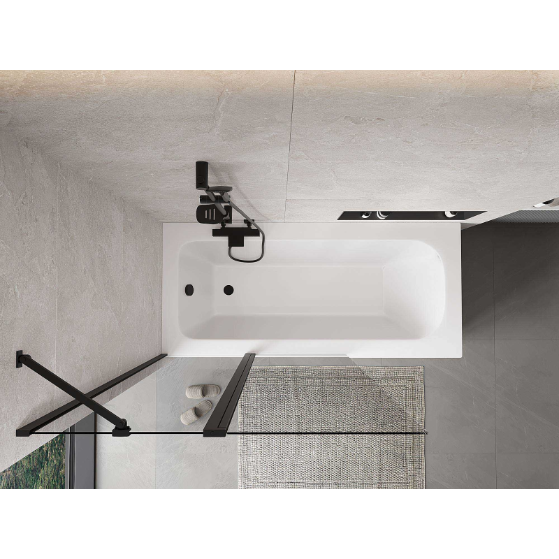 Mexen Mist vanová zástěna 2-křídlová 110 x 150 cm, transparentní, černá - 8A9-110-011-70-00