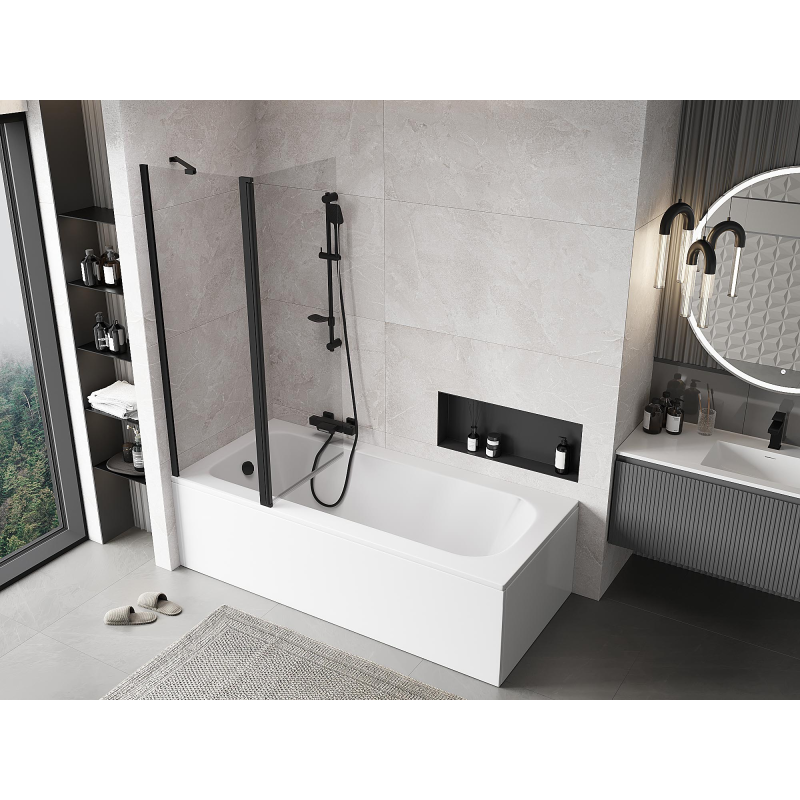 Mexen Mist sprchová zástěna 2-dílná 120 x 150 cm, transparentní, černá - 8A9-120-011-70-00