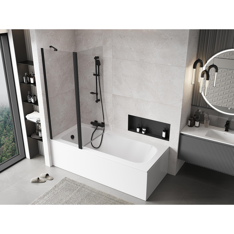 Mexen Mist sprchová zástěna 2-křídlová 130 x 150 cm, transparentní, černá - 8A9-130-011-70-00