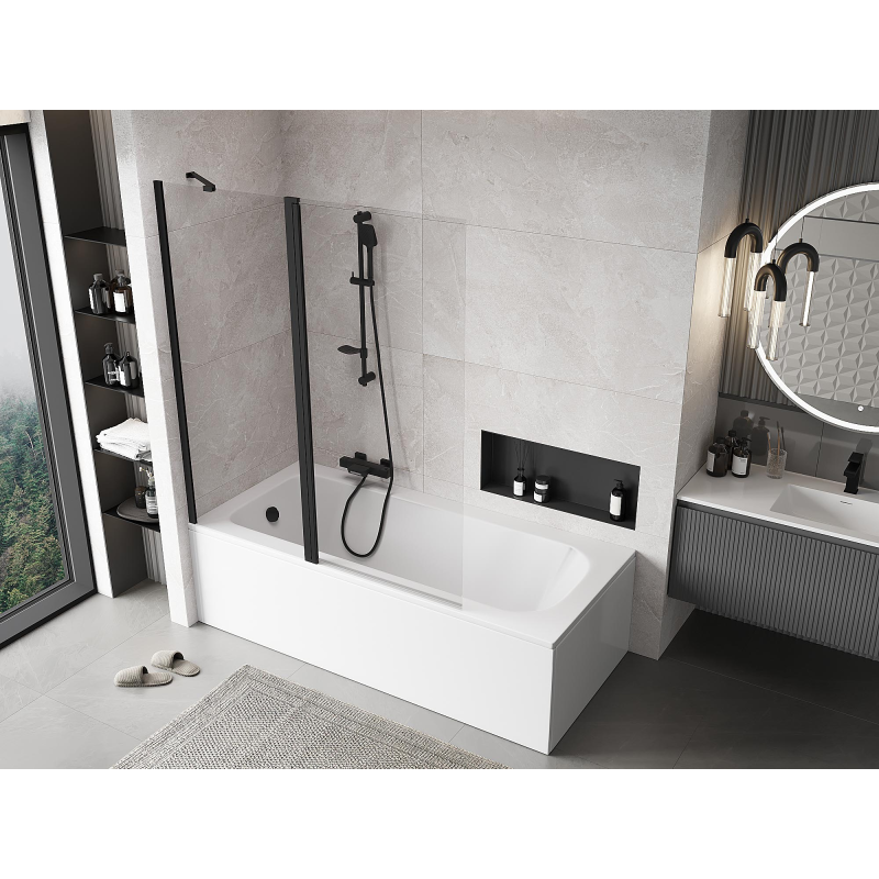 Mexen Mist sprchová zástěna 2-křídlová 140 x 150 cm, transparentní, černá - 8A9-140-011-70-00