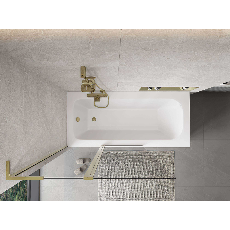 Mexen Mist L paravan na vanu, 2-křídlý, 110 x 150 cm, transparentní, zlatý - 8A9L-110-011-50-00