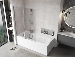 Mexen Mist L vanová zástěna dvoukřídlá 120 x 150 cm, transparentní, chrom - 8A9L-120-011-01-00