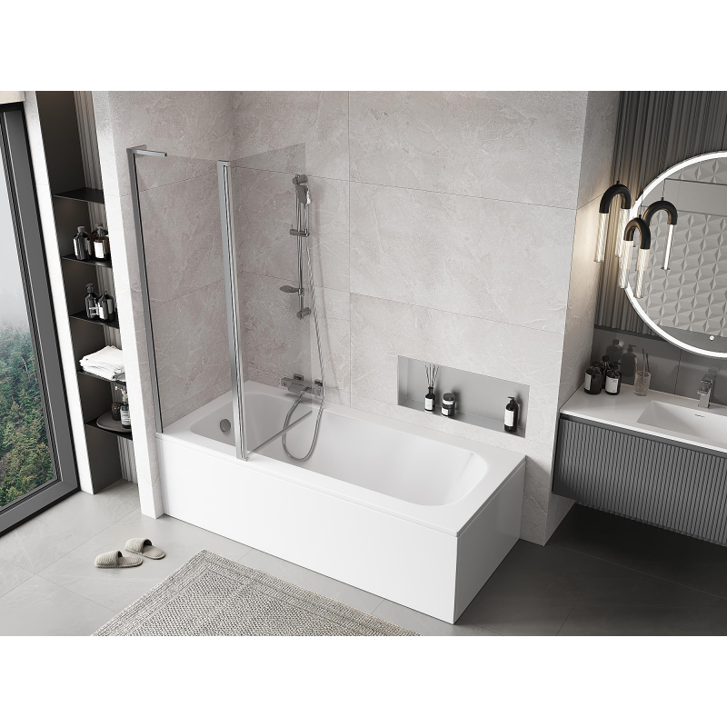 Mexen Mist L vanová zástěna dvoukřídlá 120 x 150 cm, transparentní, chrom - 8A9L-120-011-01-00