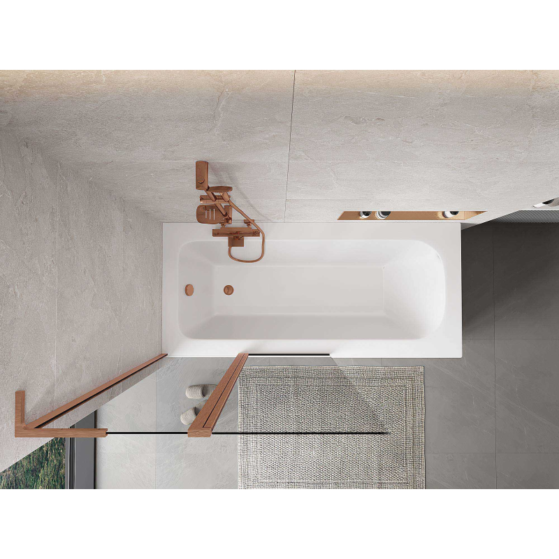 Mexen Mist L vanová zástěna dvoukřídlá 100 x 150 cm, transparentní, kartáčovaná měď - 8A9L-100-011-65-00