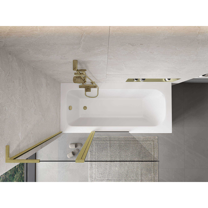 Mexen Mist L vanová zástěna 2křídlá 110 x 150 cm, transparentní, zlatá kartáčovaná - 8A9L-110-011-55-00