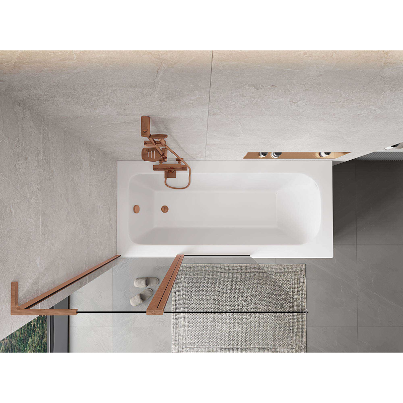 Mexen Mist L vana zástěna 2-křídlová 110 x 150 cm, transparentní, kartáčovaná měď - 8A9L-110-011-65-00