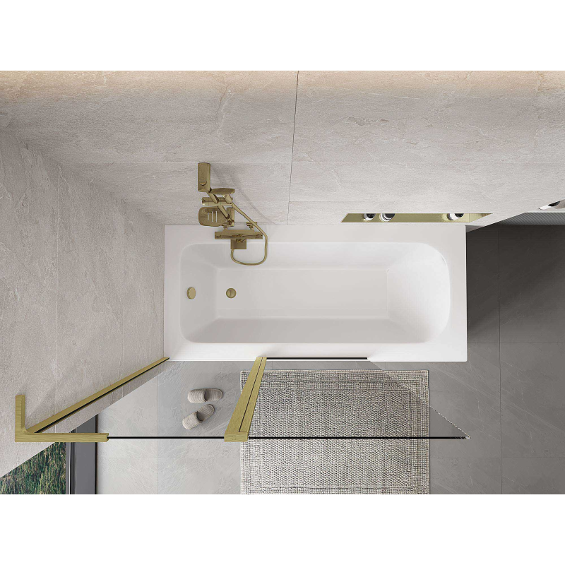 Mexen Mist L vanová zástěna 2-křídlová 120 x 150 cm, průhledná, zlatá kartáčovaná - 8A9L-120-011-55-00