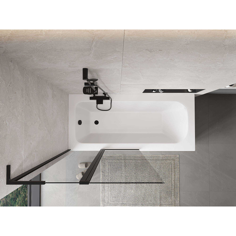 Mexen Mist L vanová zástěna 2-křídlová 100 x 150 cm, transparentní, černá - 8A9L-100-011-70-00