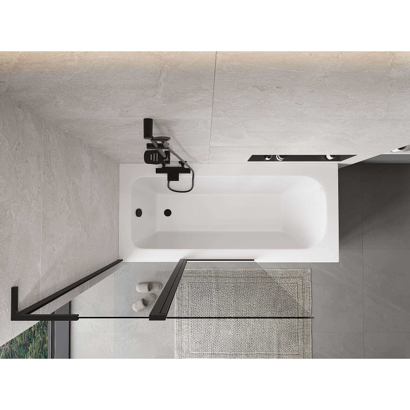 Mexen Mist L vanová zástěna 2-křídlová 110 x 150 cm, transparentní, černá - 8A9L-110-011-70-00