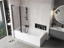 Mexen Mist L vanová zástěna 2-dveřová 110 x 150 cm, průhledná, černá - 8A9L-120-011-70-00