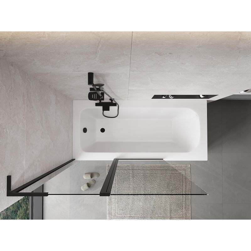 Mexen Mist L vanová zástěna 2-dveřová 110 x 150 cm, průhledná, černá - 8A9L-120-011-70-00