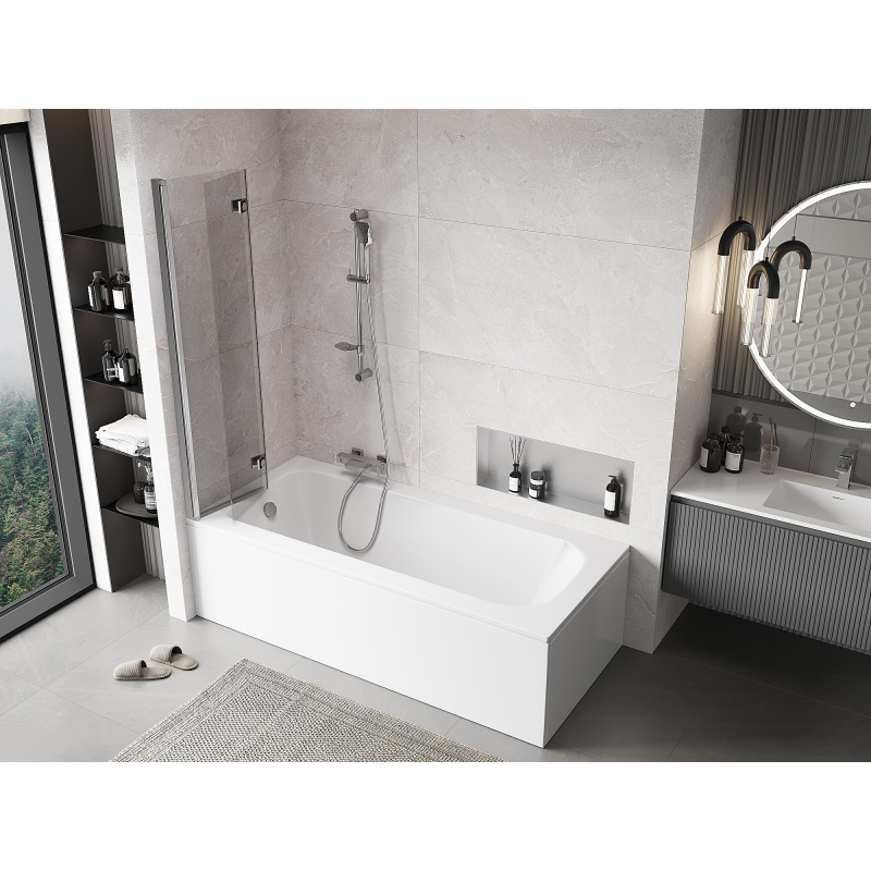 Mexen Mist vanová zástěna 2-křídlová levá 80 x 150 cm, transparentní, chrom - 8A9-080-002-01-00-L