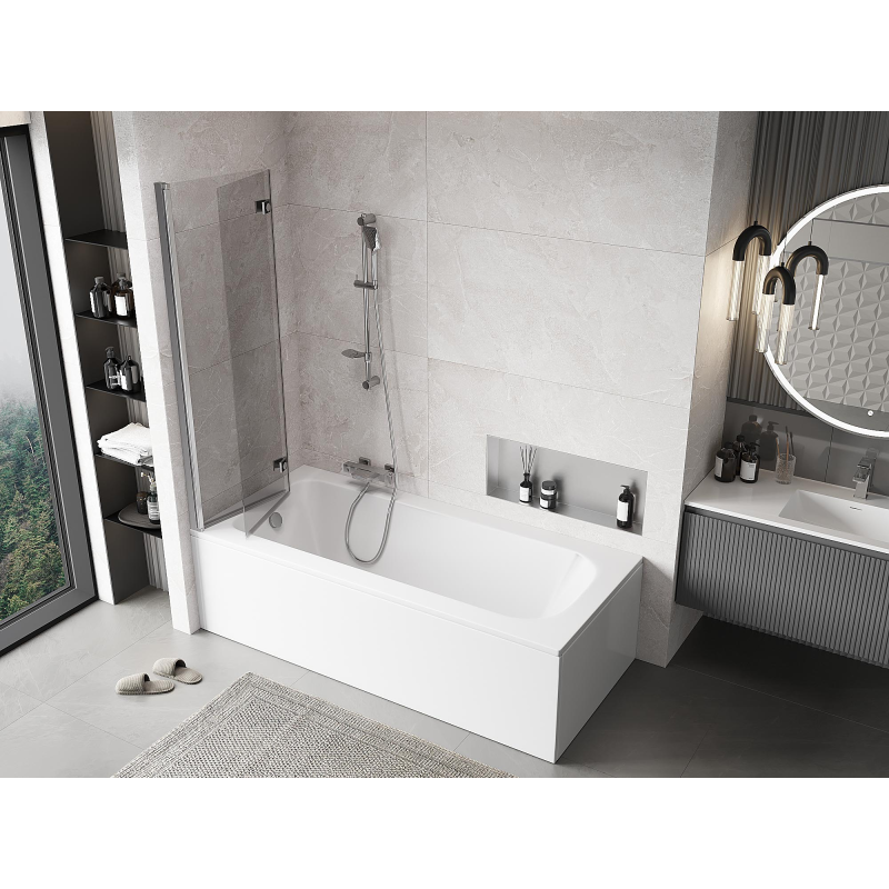 Mexen Mist vanová zástěna dvoukřídlá levá 100 x 150 cm, transparentní, chrom - 8A9-100-002-01-00-L