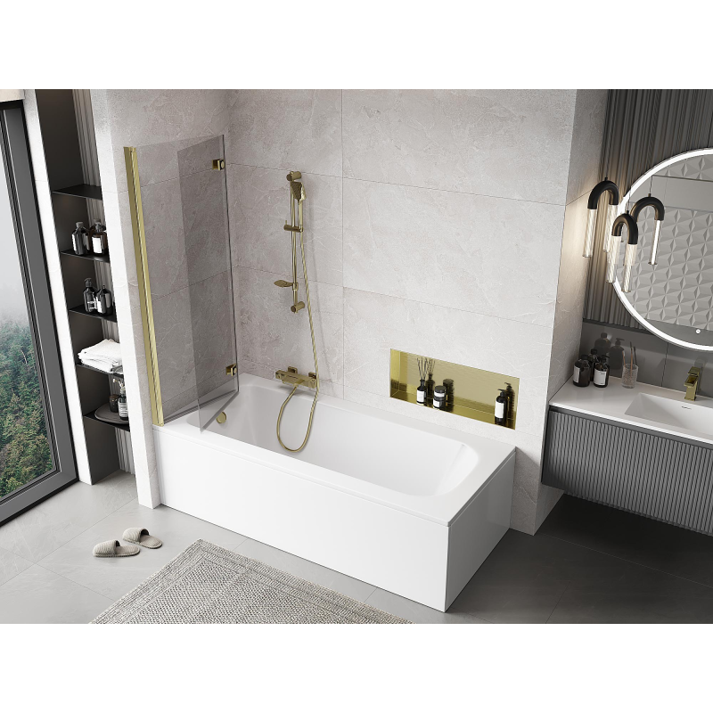 Mexen Mist vanová zástěna 2-křídlá levá 110 x 150 cm, transparentní, zlatá - 8A9-110-002-50-00-L