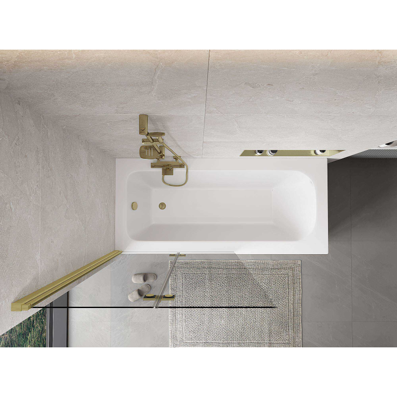 Mexen Mist vanová zástěna 2-křídlová levá 100 x 150 cm, transparentní, zlatá kartáčovaná - 8A9-100-002-55-00-L