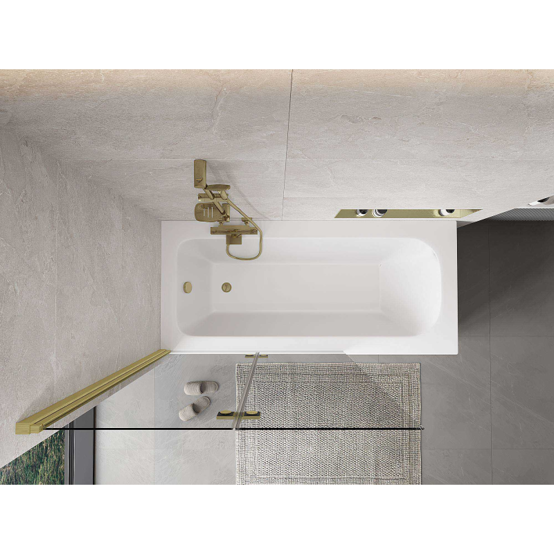 Mexen Mist vanová zábrana 2-křídlová levá 110 x 150 cm, transparentní, zlatá kartáčovaná - 8A9-110-002-55-00-L