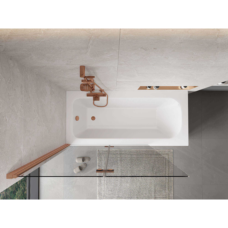 Mexen Mist vanová zástěna 2-křídlová levá 120 x 150 cm, transparentní, kartáčovaná měď - 8A9-120-002-65-00-L