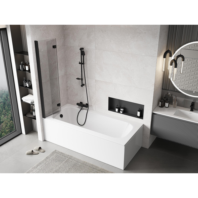 Mexen Mist sprchová zástěna 2-křídlová levá 80 x 150 cm, transparentní, černá - 8A9-080-002-70-00-L