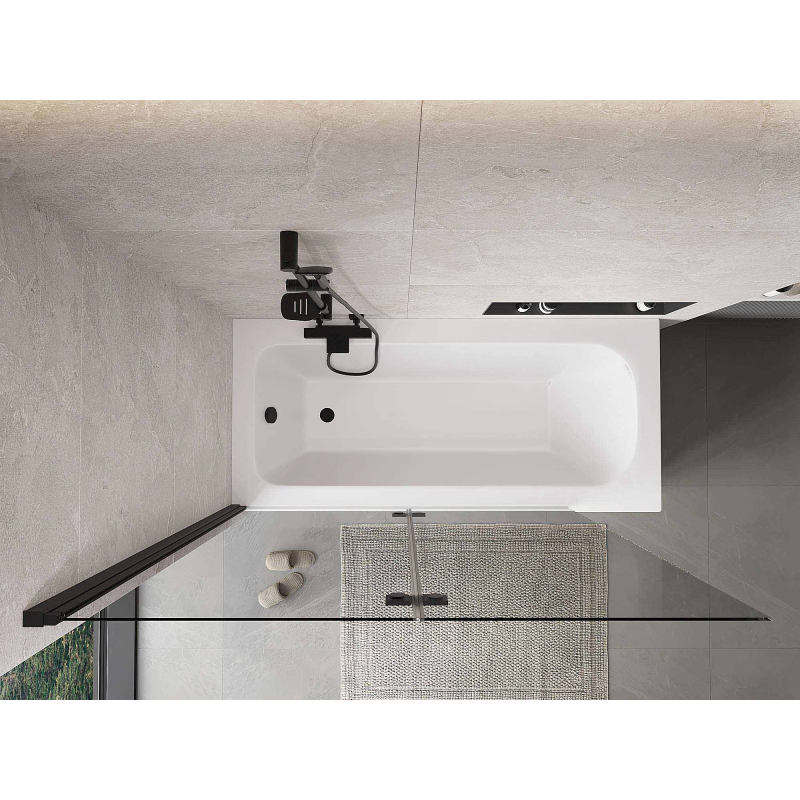 Mexen Mist vanová zástěna dvoukřídlá levá 140 x 150 cm, transparentní, černá - 8A9-140-002-70-00-L