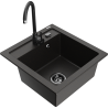 Mexen Vito granitový dřez 1-komorový s kuchyňskou baterií Telma, černý/zlatý metalický - 6503-75-670200-70-B