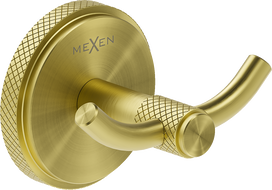 Mexen Gravo dvojitý háček na ručník, zlato kartáčovaný - 70A93012-55