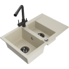 Mexen Gaspar dřez žulový 1,5-komorový s odkapávačem a kuchyňskou baterií Duero, béžový - 6507-69-671600-70