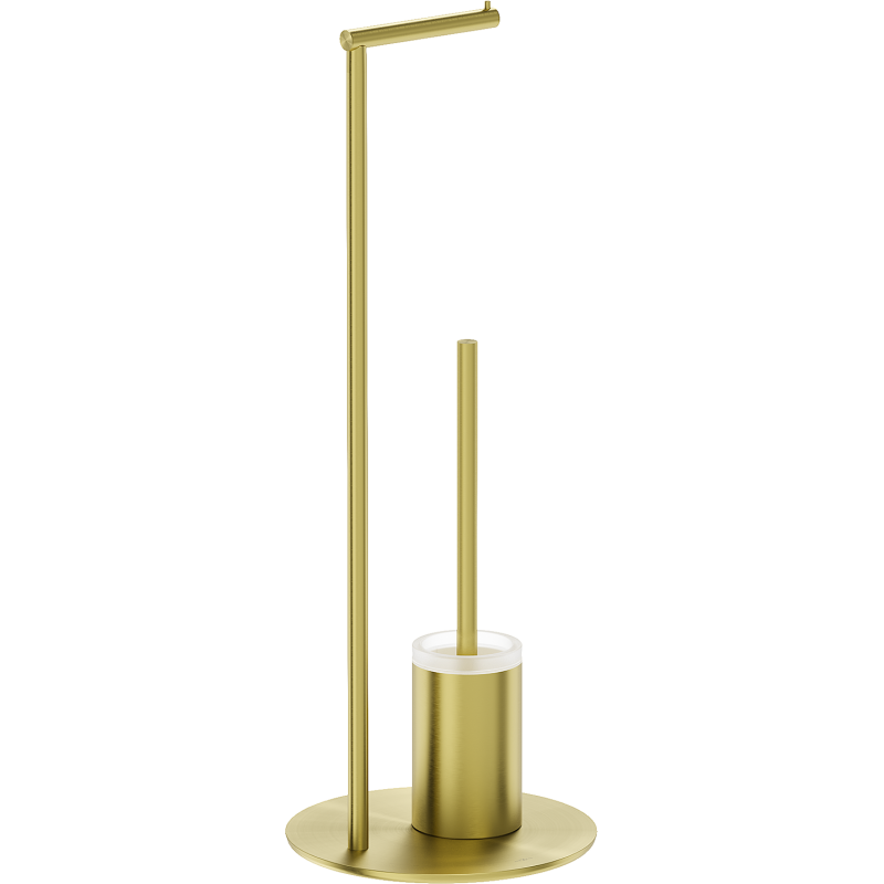 Mexen Loop stojící kartáč na WC s držákem na papír, kartáčovaný zlatý - 70A71095-55