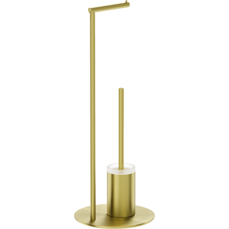 Mexen Loop stojící kartáč na WC s držákem na papír, kartáčovaný zlatý - 70A71095-55