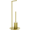 Mexen Loop stojící kartáč na WC s držákem na papír, kartáčovaný zlatý - 70A71095-55