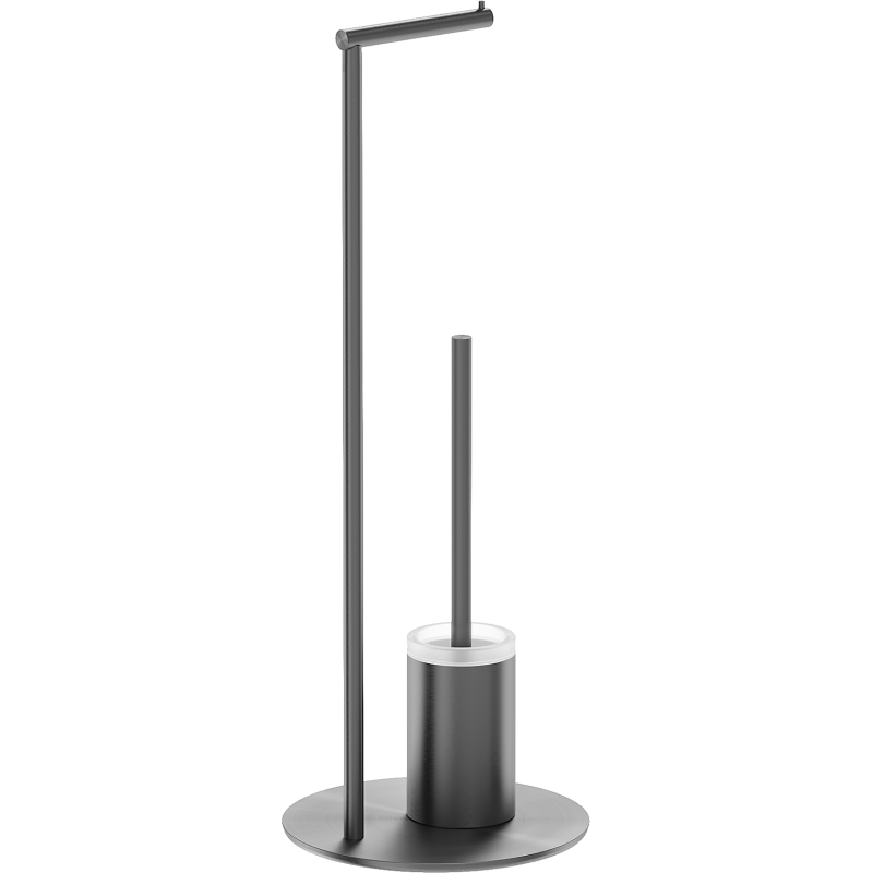 Mexen Loop stojící WC kartáč s držákem na papír, kartáčovaný gun gray - 70A71095-66