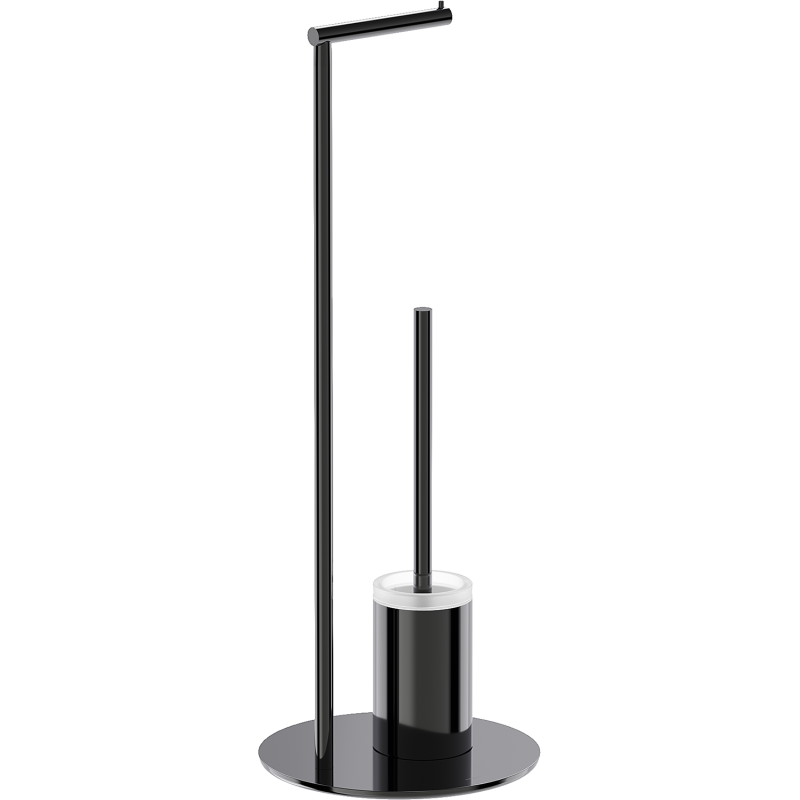 Mexen Loop stojící WC kartáč s držákem na papír, černý chrom - 70A71095-73