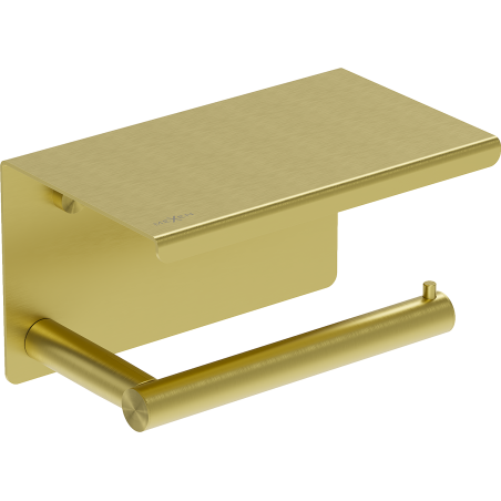 Mexen Loop držák na toaletní papír s poličkou, zlatý kartáčovaný - 70A71022-55