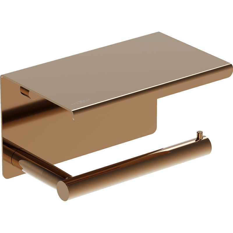 Mexen Loop držák na toaletní papír s poličkou, růžové zlato - 70A71022-60