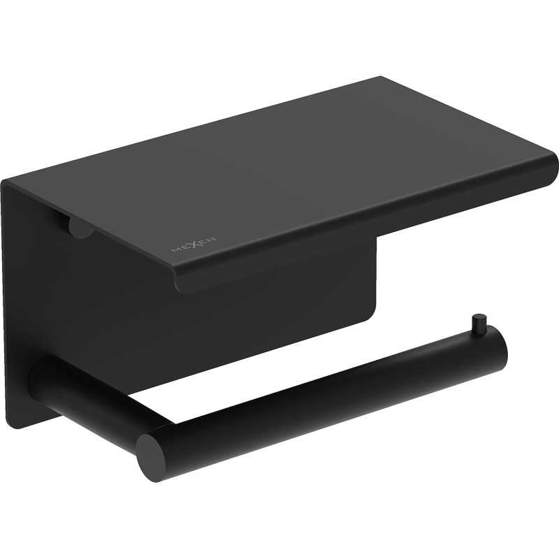 Mexen Loop držák na toaletní papír s poličkou, černý - 70A71022-70