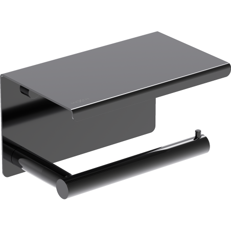 Mexen Loop držák na toaletní papír s poličkou, černý chrom - 70A71022-73