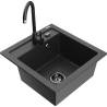 Mexen Vito granitový dřez 1-komorový s kuchyňskou baterií Telma, černý skvrnitý - 6503-76-670200-70-B